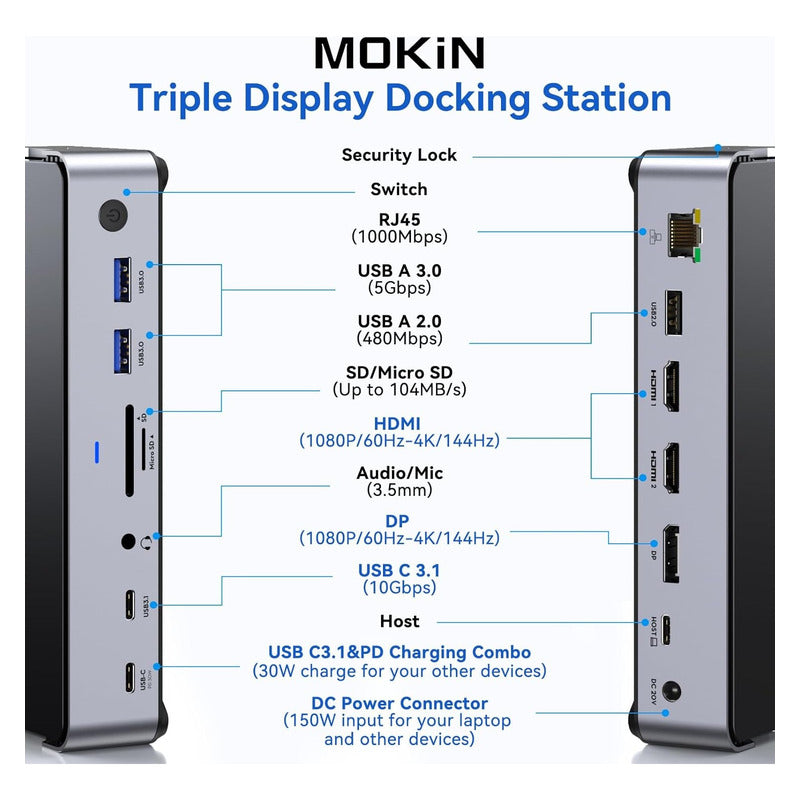 Mokin Hub Adaptador Tipo C De 10 Puertos Mac Y Win Gris Oscuro