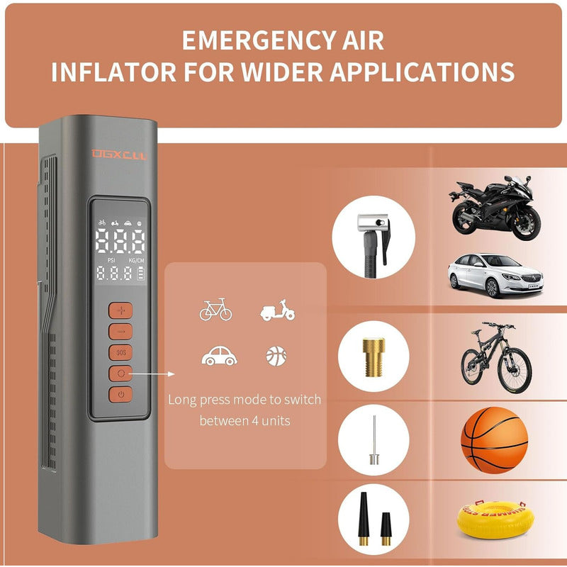 Ogxcuu Ampo22  Bomba De Aire Portátil 150 Psi  Gris Oscuro 12v Bifásica
