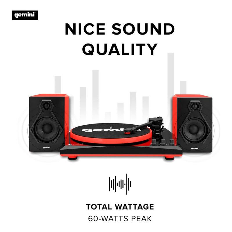 Gemini Tt-900br Turntable Dual Stereo Speakers Negro / Rojo