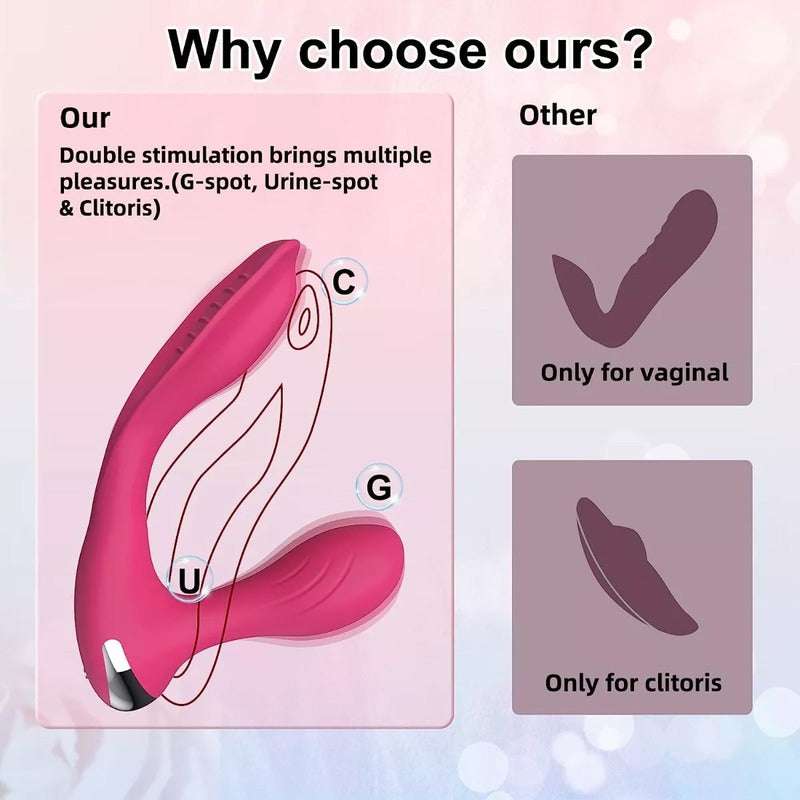 Vibrador Discreto 2 En 1 Inalámbrico Control Remoto App Rosa