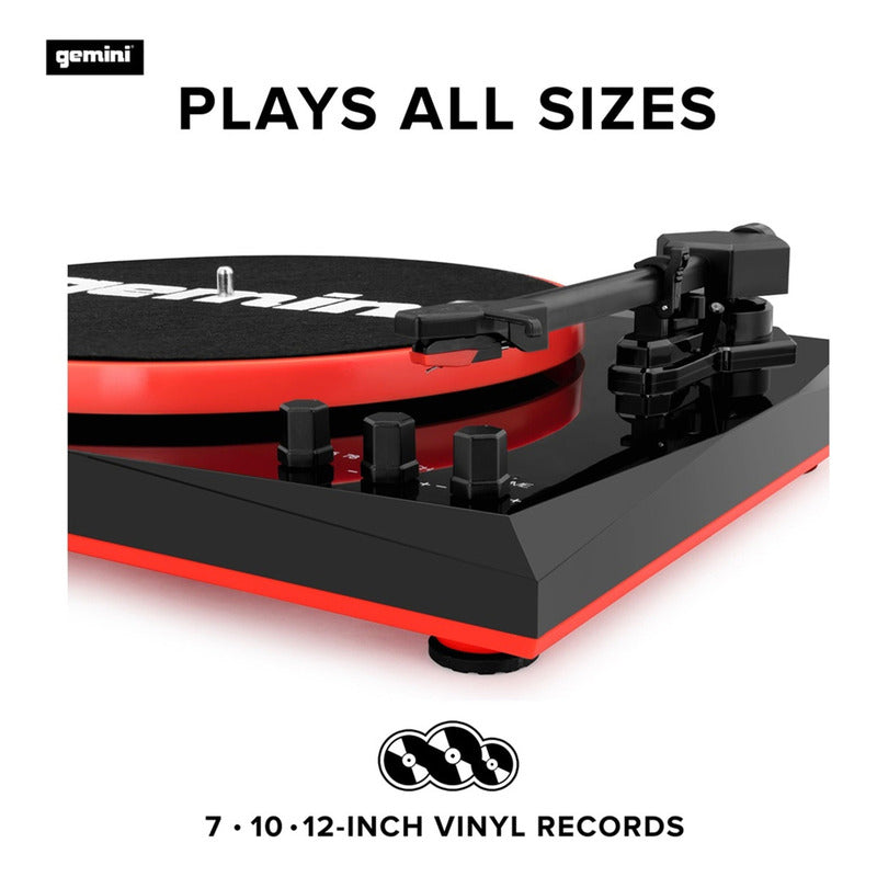 Gemini Tt-900br Turntable Dual Stereo Speakers Negro / Rojo