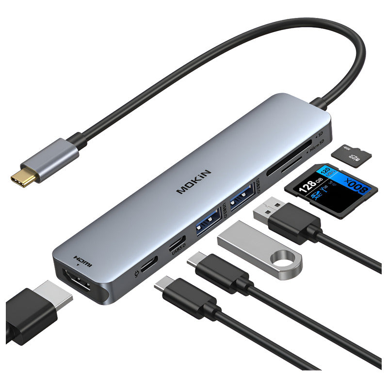 Mokin Hub Adaptador Tipo C De 7 Puertos Macbook Air Y Pro Plateado