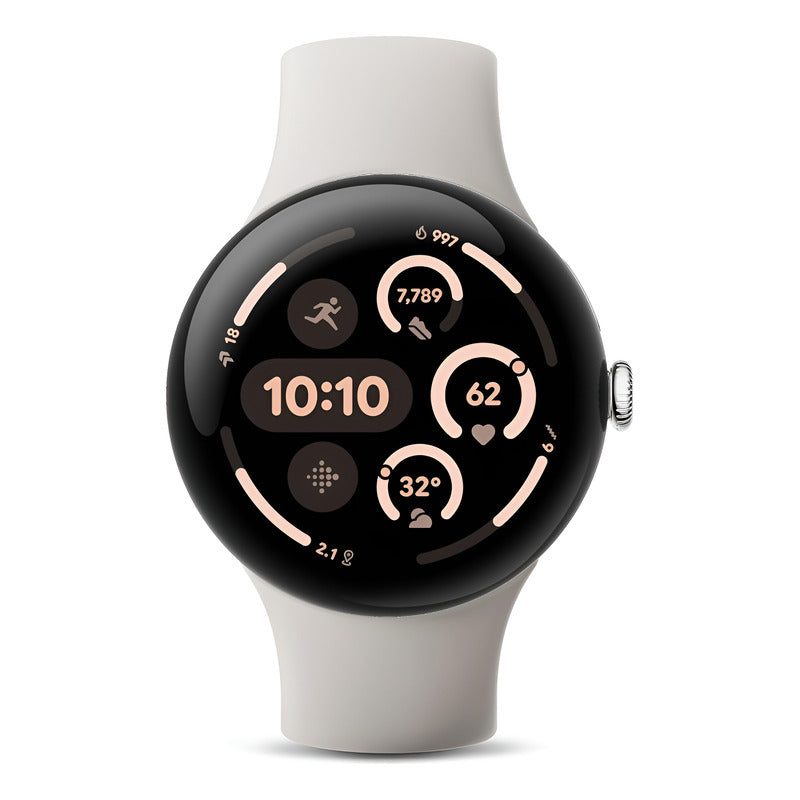 Google Pixel Watch 3 45mm Smartwatch Reloj Inteligente Polished Silver Silicona Porcelain Polished Silver