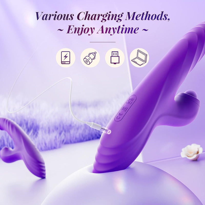 Vibrador 4 En 1 Cabeza Empuja Lame Y Chupa Clitoris Violeta