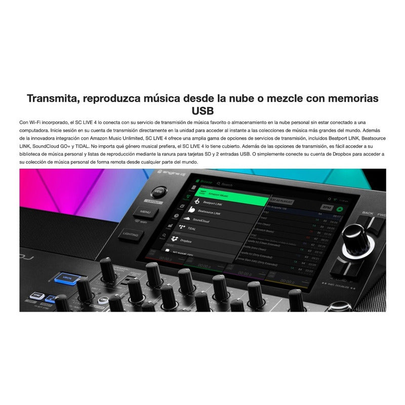 Denon Dj Sc Live 4 Controlador Dj Todo En 1 Sin Laptop Negro
