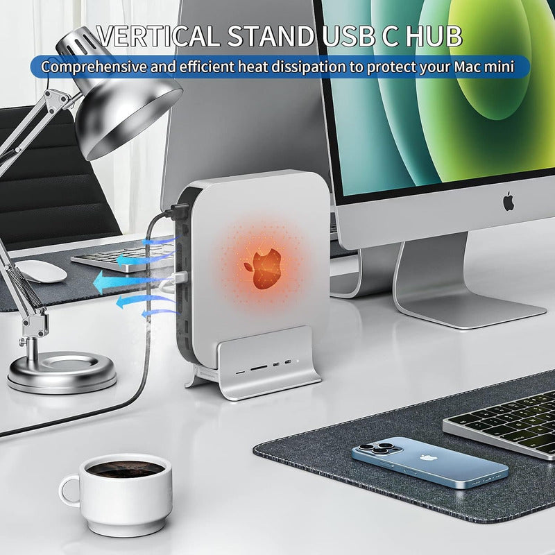 Mac Mini Hub Usb C 5 In 1 Con Bahía De Almacenamiento M.2 Gris