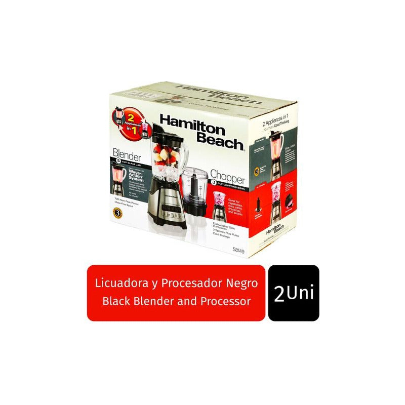 Hamilton Beach Power Elite 58148 Licuadora 2 En 1 Negro/inoxidable