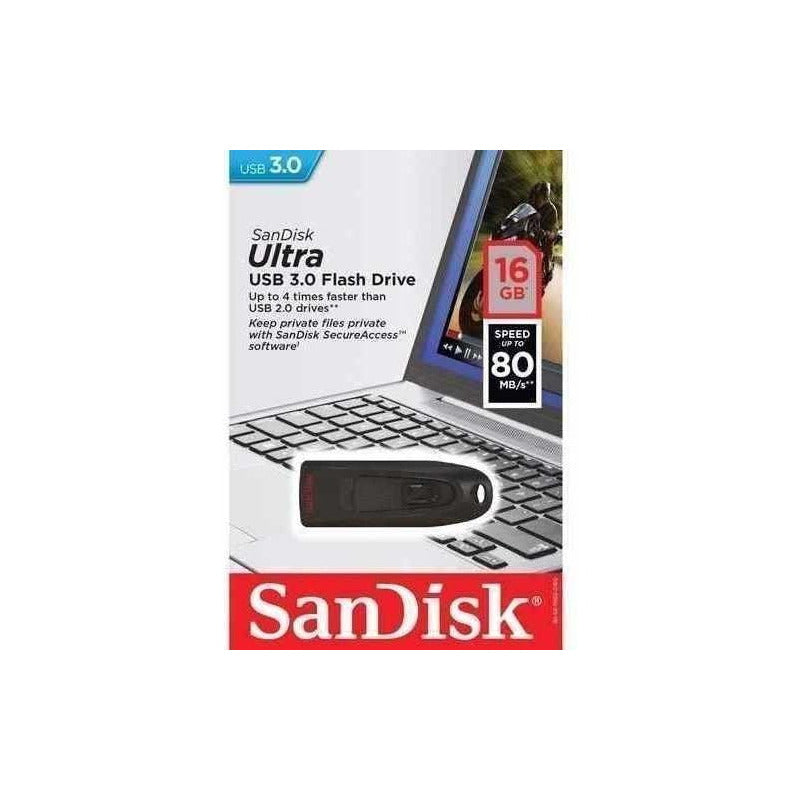Sandisk Ultra 16gb Memoria Usb 3.0 Alta Velocidad Negro