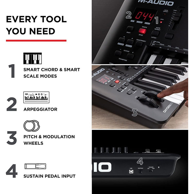M Audio Oxygen 25 Mkv Controlador Piano Midi 25 Teclas Negro