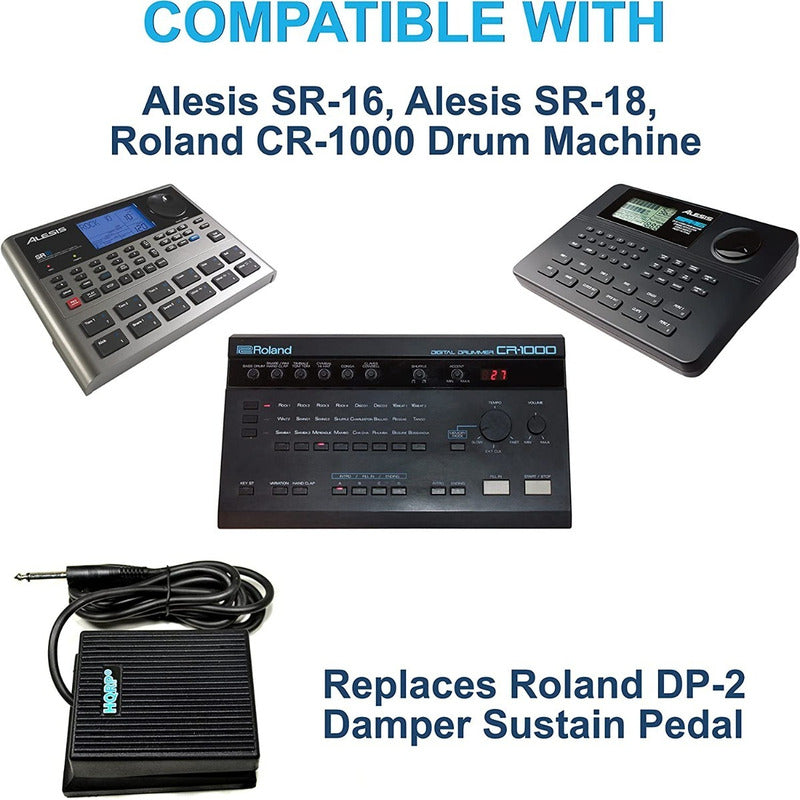 Hqrp Pedal Compatible Con Alesis Sr-16 Sr-18 Roland Cr-1000 Negro