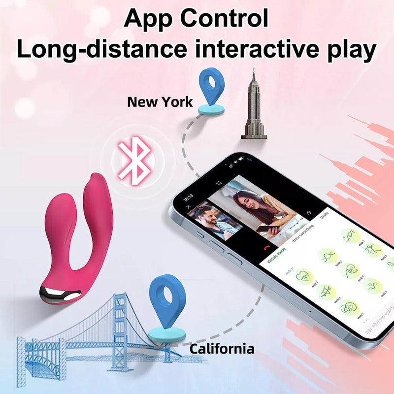 Vibrador Discreto 2 En 1 Inalámbrico Control Remoto App Rosa