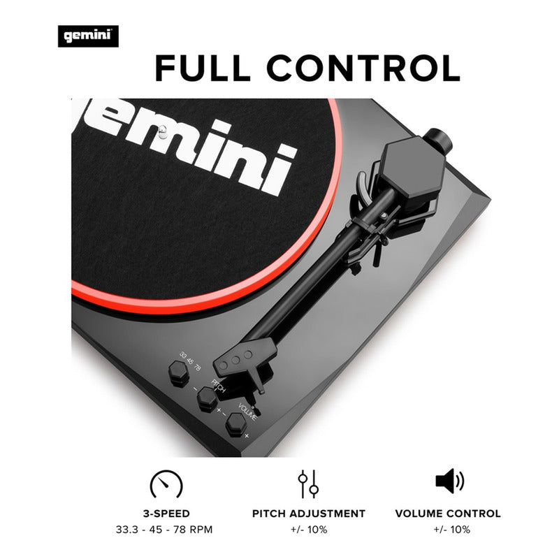 Gemini Tt-900br Turntable Dual Stereo Speakers Negro / Rojo