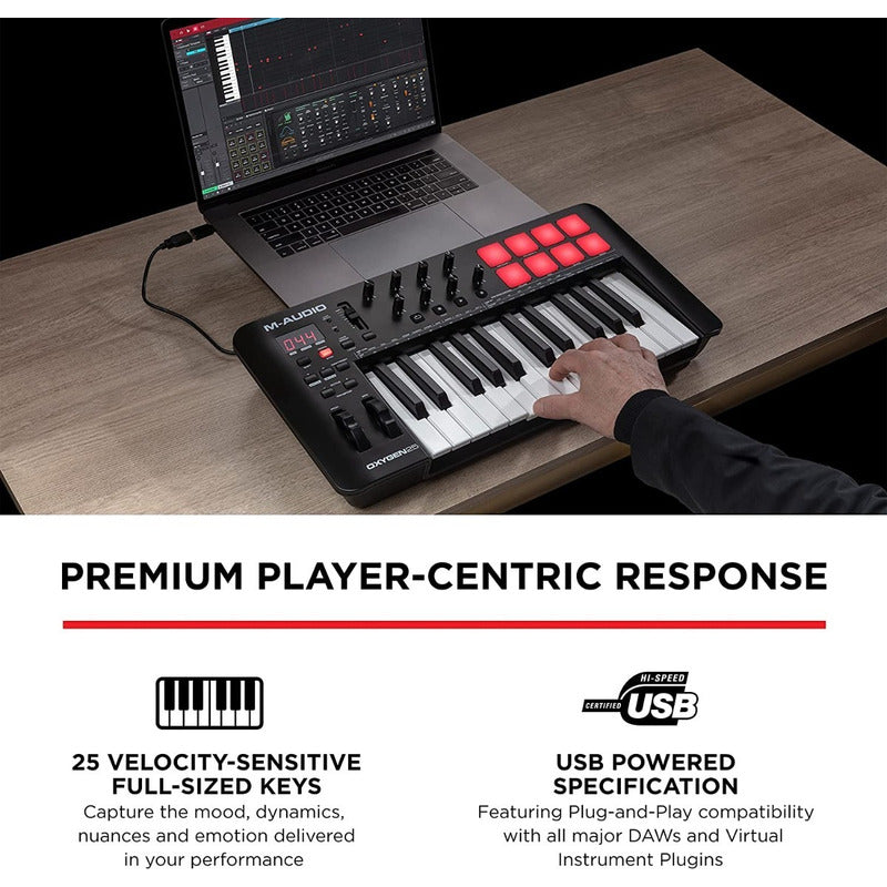 M Audio Oxygen 25 Mkv Controlador Piano Midi 25 Teclas Negro