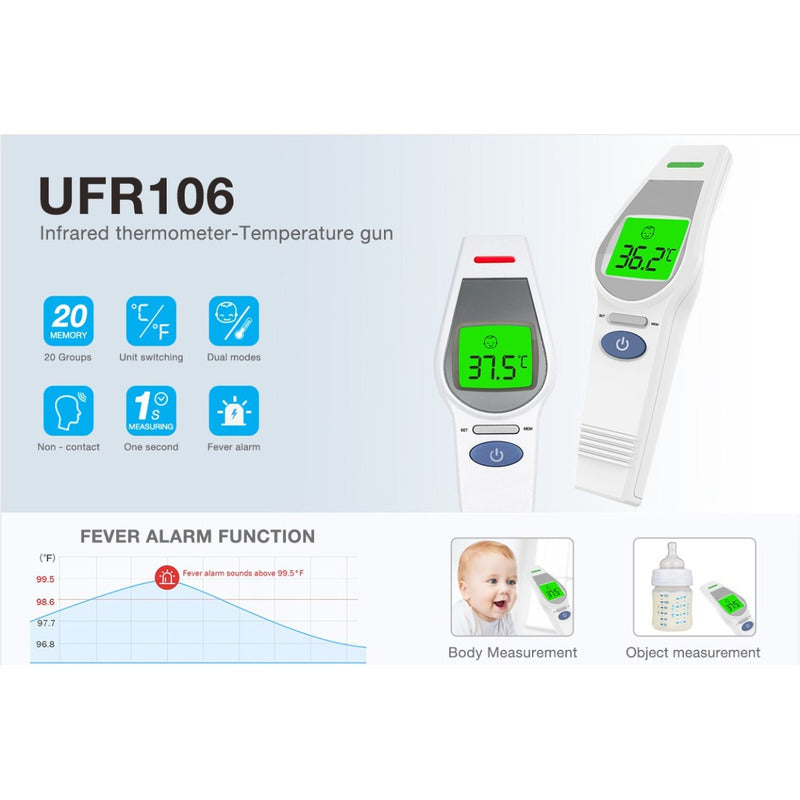 Termómetro Digital Infrarrojo Para Bebes Alphamed Ufr 106 Blanco