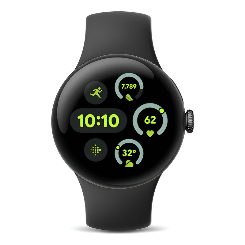 Google Pixel Watch 3 41mm Smartwatch Reloj Inteligente Matte Black Silicona Obsidian Active Band Negro
