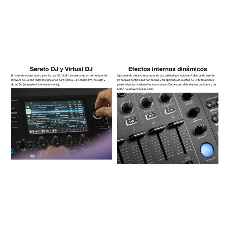 Denon Dj Sc Live 4 Controlador Dj Todo En 1 Sin Laptop Negro