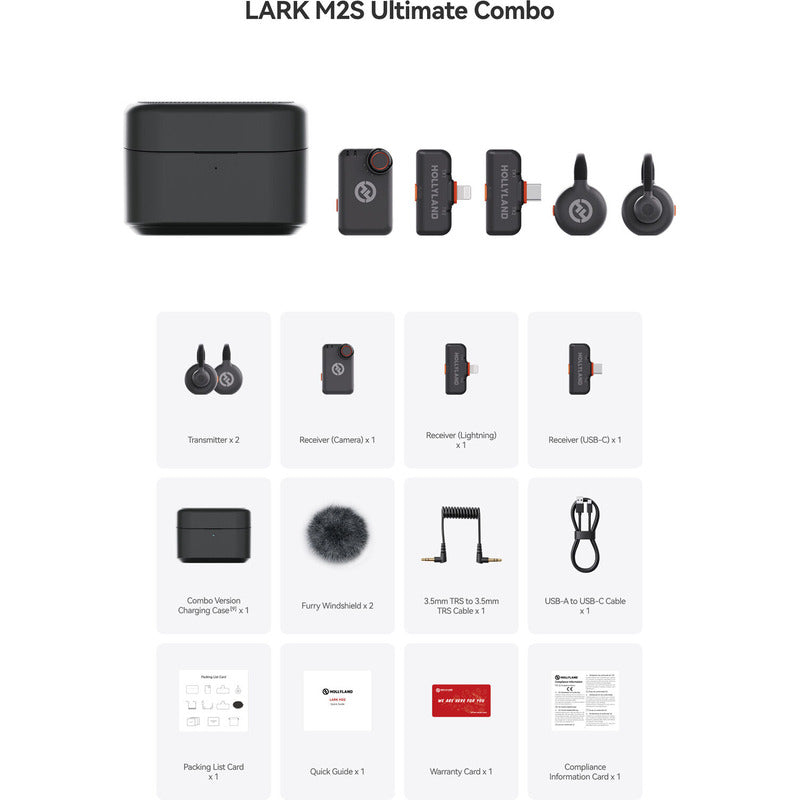 Hollyland Lark M2s Ultimate Microfono Wireless 2 Personas Negro