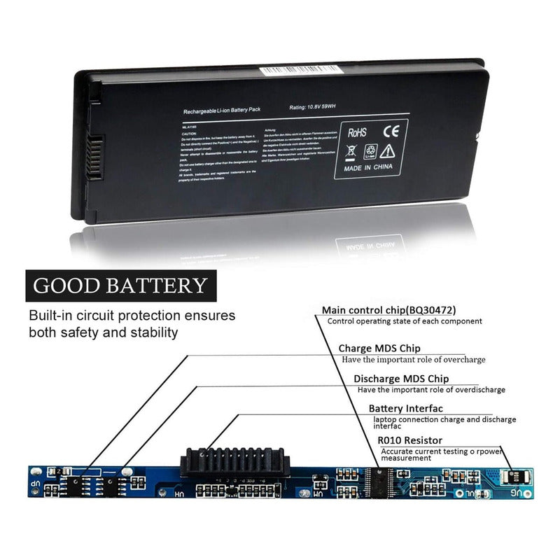 Batería Para Portátil Macbook 13 A1185 A1181 10.8v 59wh Negro