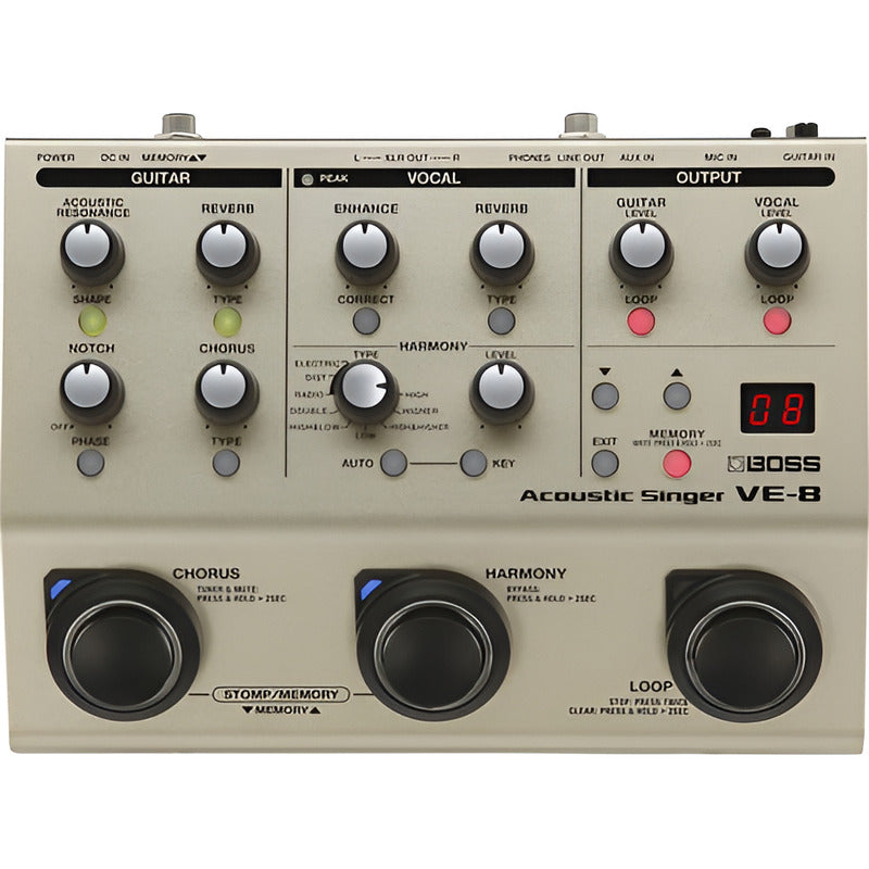 Boss Ve-8 Pedal De Efectos Acoustic Singer Effects Processor Beige