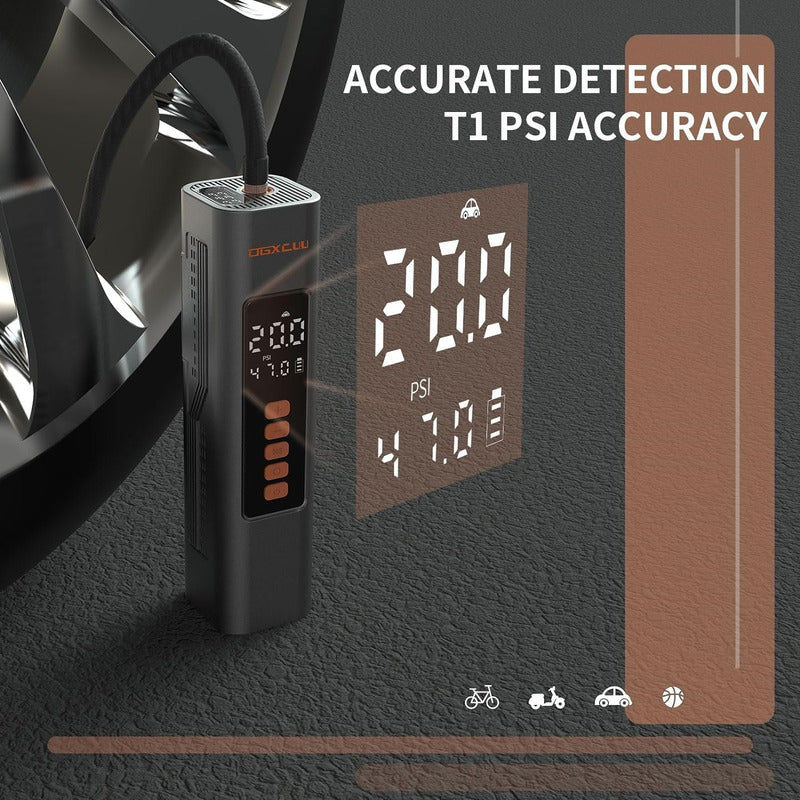 Ogxcuu Ampo22  Bomba De Aire Portátil 150 Psi  Gris Oscuro 12v Bifásica