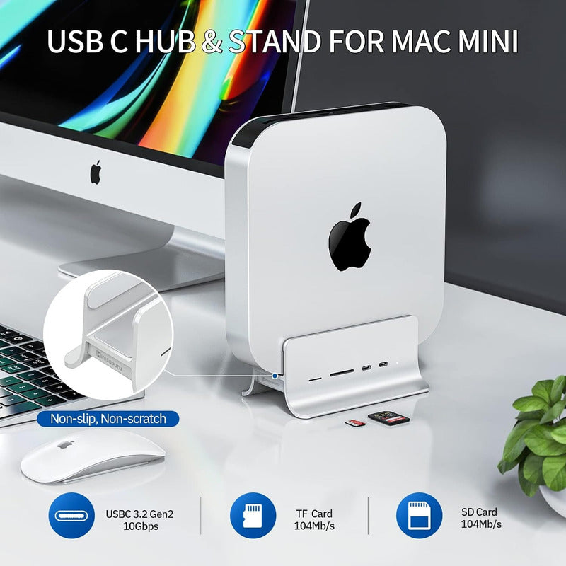 Mac Mini Hub Usb C 5 In 1 Con Bahía De Almacenamiento M.2 Gris