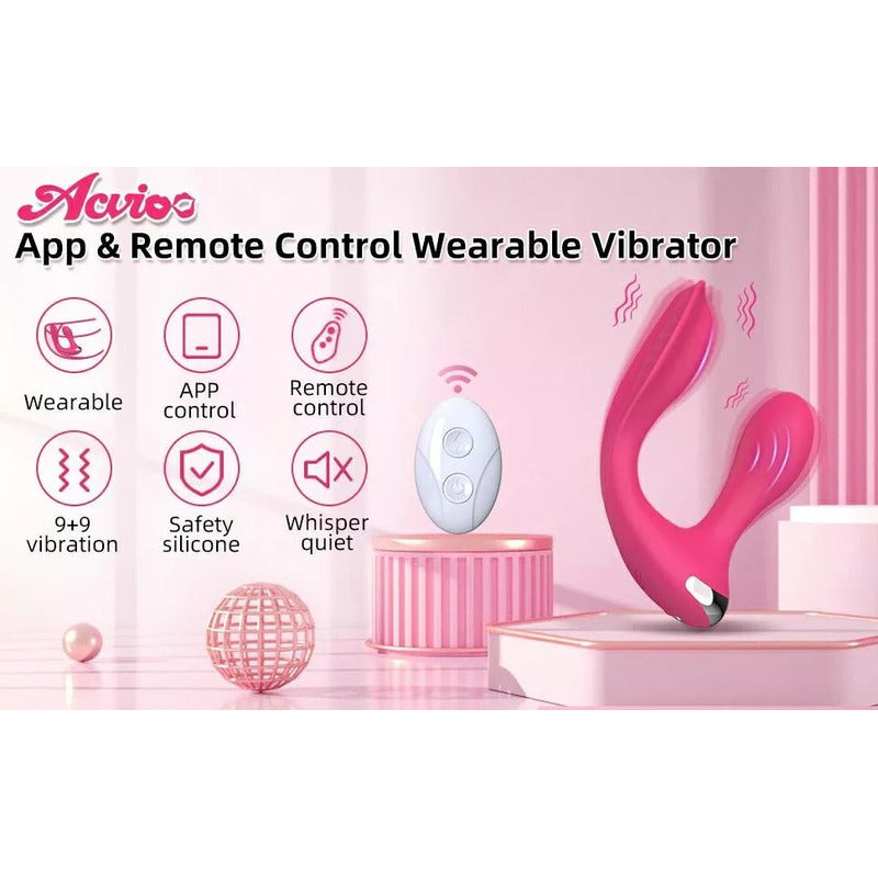 Vibrador Discreto 2 En 1 Inalámbrico Control Remoto App Rosa