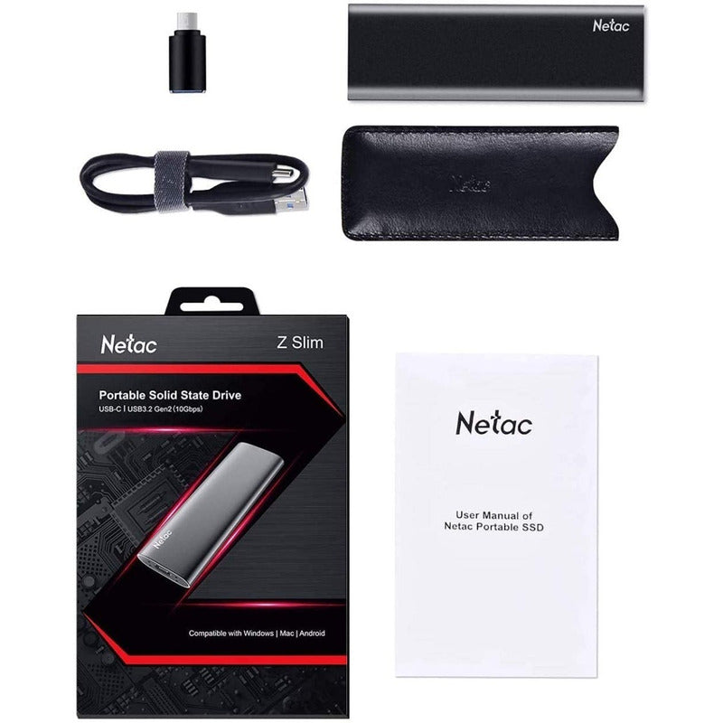 Netac Zslim Disco Duro Externo Ssd 500 Gb Usb 3.2 Negro