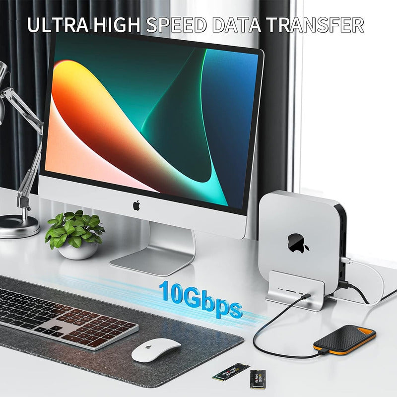 Mac Mini Hub Usb C 5 In 1 Con Bahía De Almacenamiento M.2 Gris