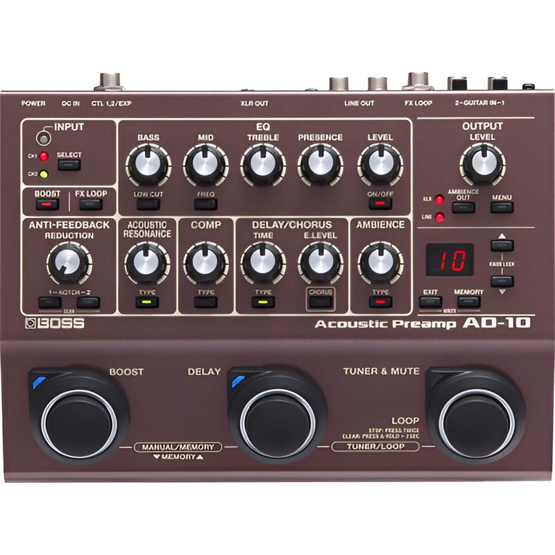 Boss Ad-10 Pedal De Efectos Acoustic Guitar Processor Marrón