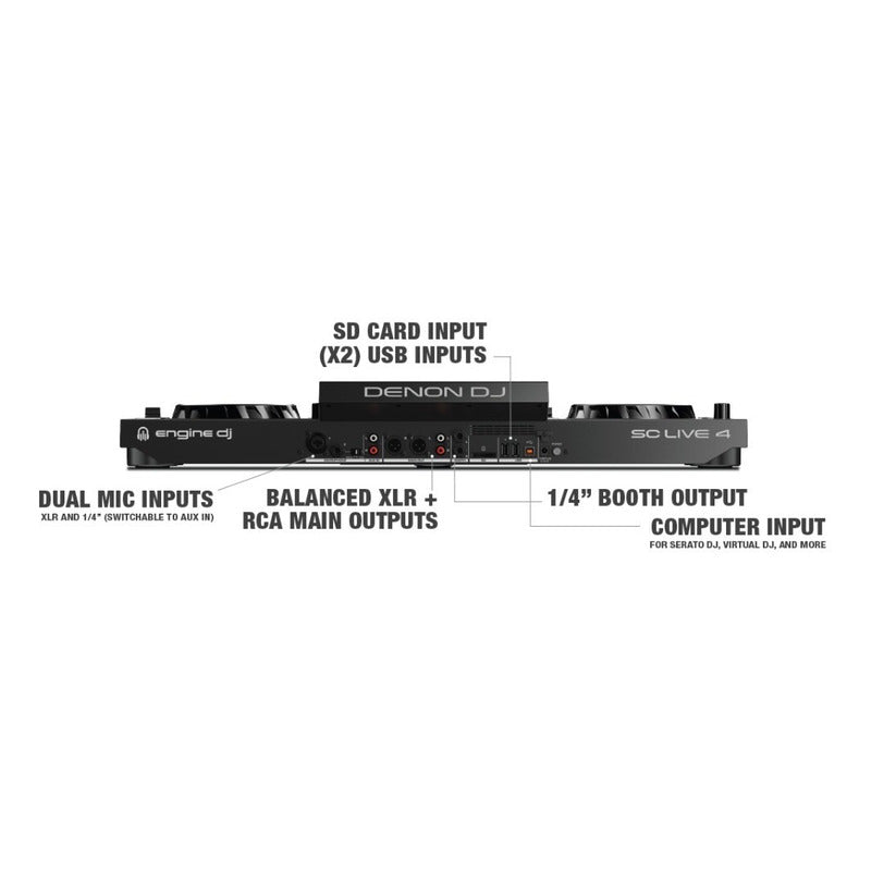 Denon Dj Sc Live 4 Controlador Dj Todo En 1 Sin Laptop Negro